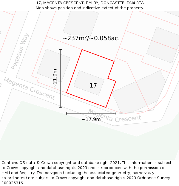 17, MAGENTA CRESCENT, BALBY, DONCASTER, DN4 8EA: Plot and title map