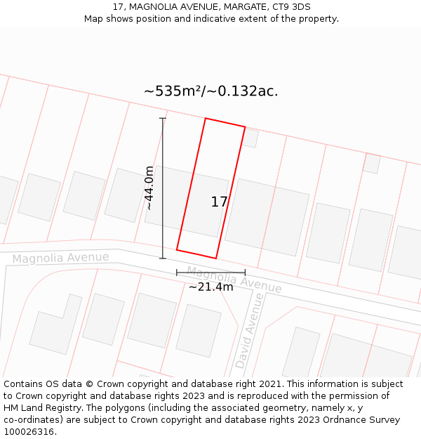 17, MAGNOLIA AVENUE, MARGATE, CT9 3DS: Plot and title map