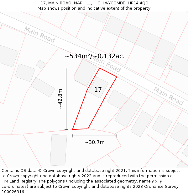 17, MAIN ROAD, NAPHILL, HIGH WYCOMBE, HP14 4QD: Plot and title map