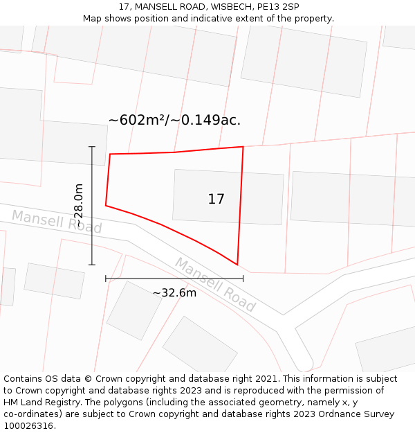 17, MANSELL ROAD, WISBECH, PE13 2SP: Plot and title map