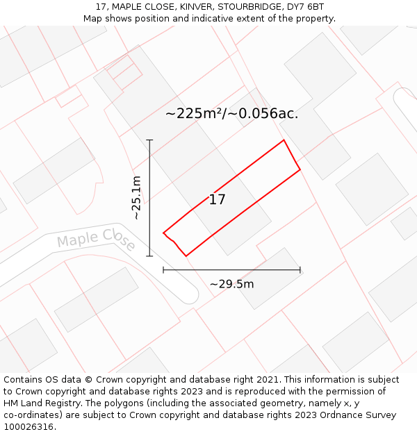 17, MAPLE CLOSE, KINVER, STOURBRIDGE, DY7 6BT: Plot and title map