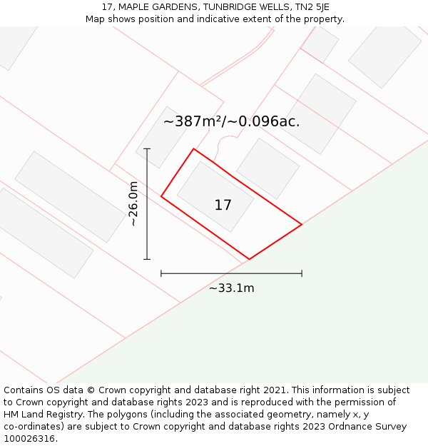 17, MAPLE GARDENS, TUNBRIDGE WELLS, TN2 5JE: Plot and title map