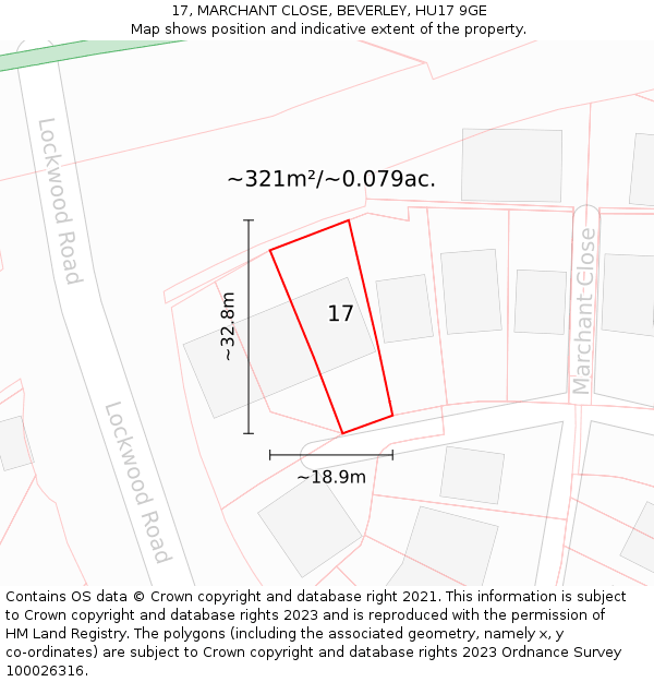 17, MARCHANT CLOSE, BEVERLEY, HU17 9GE: Plot and title map