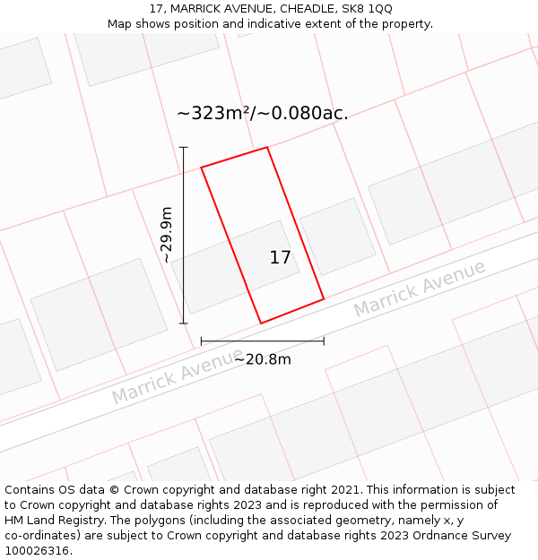 17, MARRICK AVENUE, CHEADLE, SK8 1QQ: Plot and title map