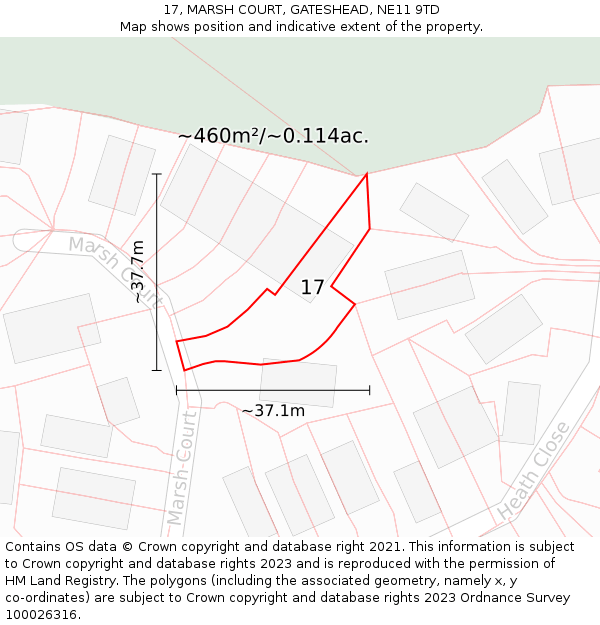 17, MARSH COURT, GATESHEAD, NE11 9TD: Plot and title map