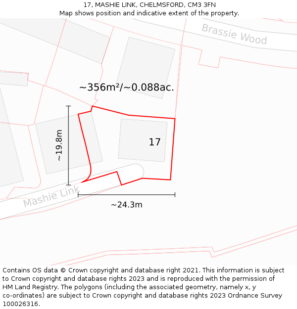 17, MASHIE LINK, CHELMSFORD, CM3 3FN: Plot and title map