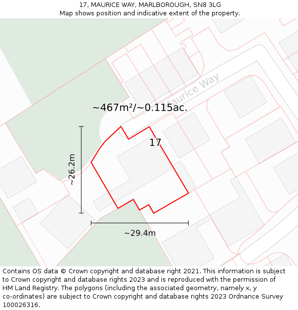 17, MAURICE WAY, MARLBOROUGH, SN8 3LG: Plot and title map