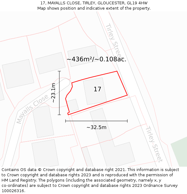 17, MAYALLS CLOSE, TIRLEY, GLOUCESTER, GL19 4HW: Plot and title map