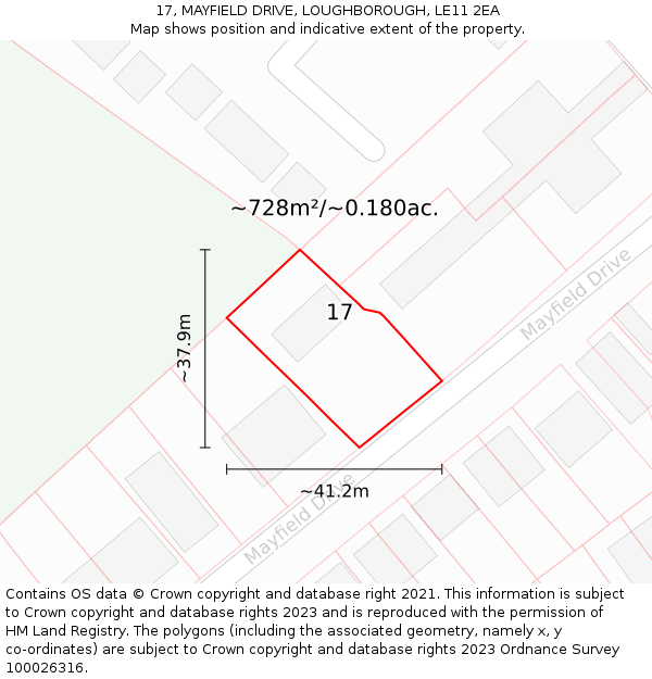 17, MAYFIELD DRIVE, LOUGHBOROUGH, LE11 2EA: Plot and title map