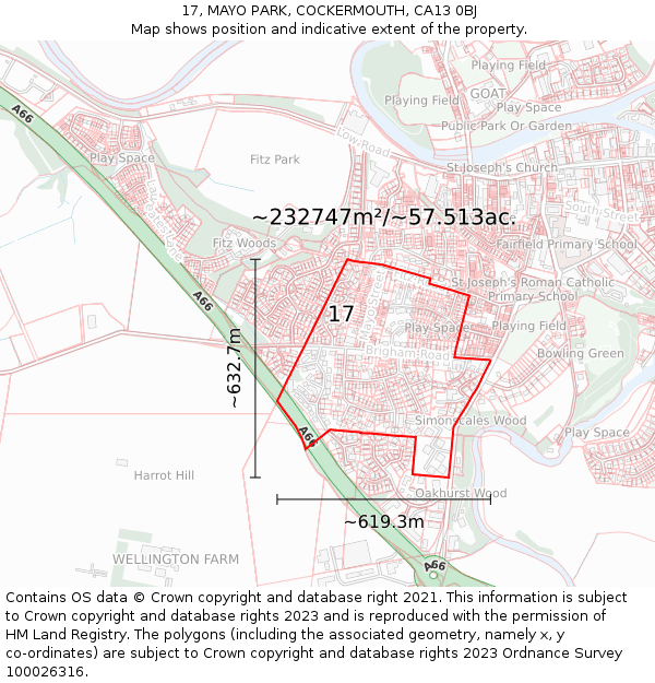 17, MAYO PARK, COCKERMOUTH, CA13 0BJ: Plot and title map