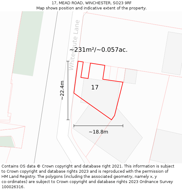 17, MEAD ROAD, WINCHESTER, SO23 9RF: Plot and title map