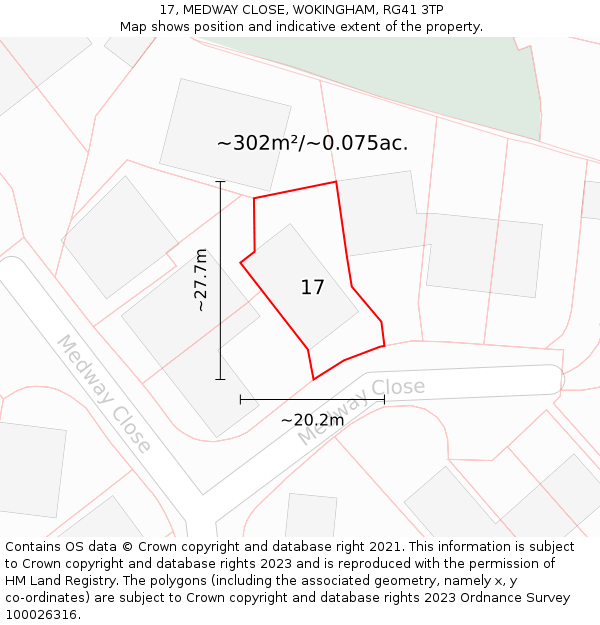 17, MEDWAY CLOSE, WOKINGHAM, RG41 3TP: Plot and title map