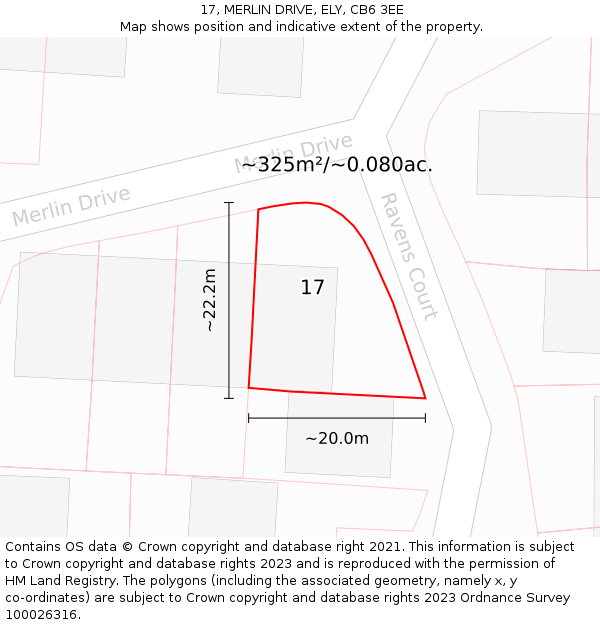 17, MERLIN DRIVE, ELY, CB6 3EE: Plot and title map