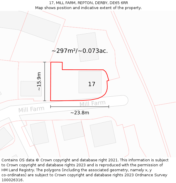 17, MILL FARM, REPTON, DERBY, DE65 6RR: Plot and title map