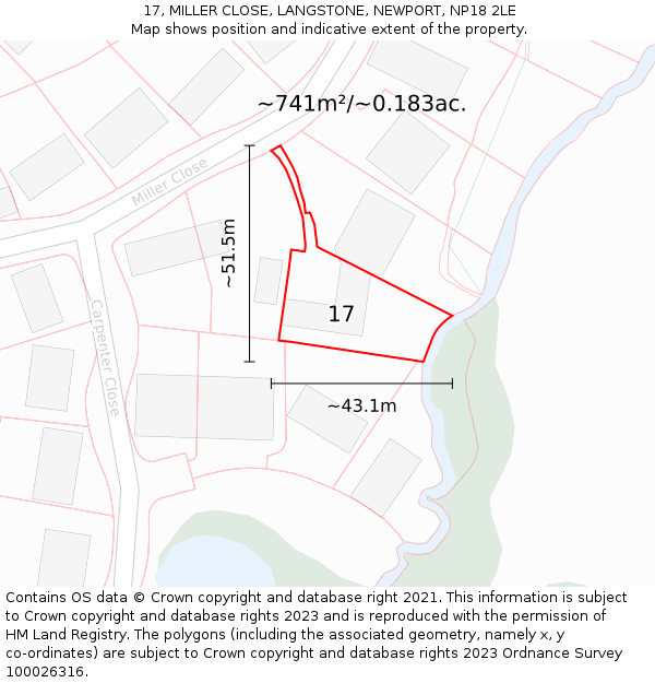 17, MILLER CLOSE, LANGSTONE, NEWPORT, NP18 2LE: Plot and title map