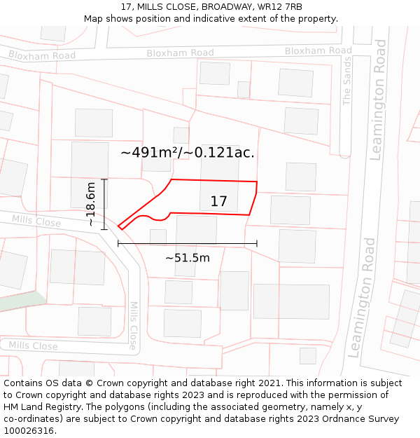 17, MILLS CLOSE, BROADWAY, WR12 7RB: Plot and title map