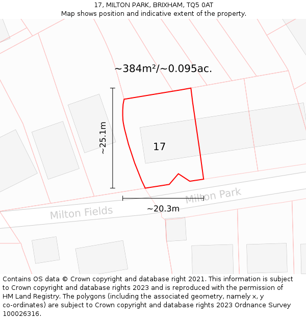 17, MILTON PARK, BRIXHAM, TQ5 0AT: Plot and title map