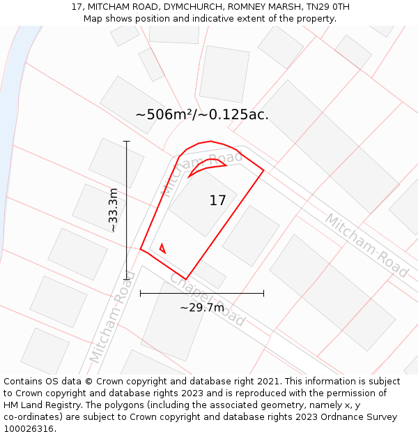 17, MITCHAM ROAD, DYMCHURCH, ROMNEY MARSH, TN29 0TH: Plot and title map