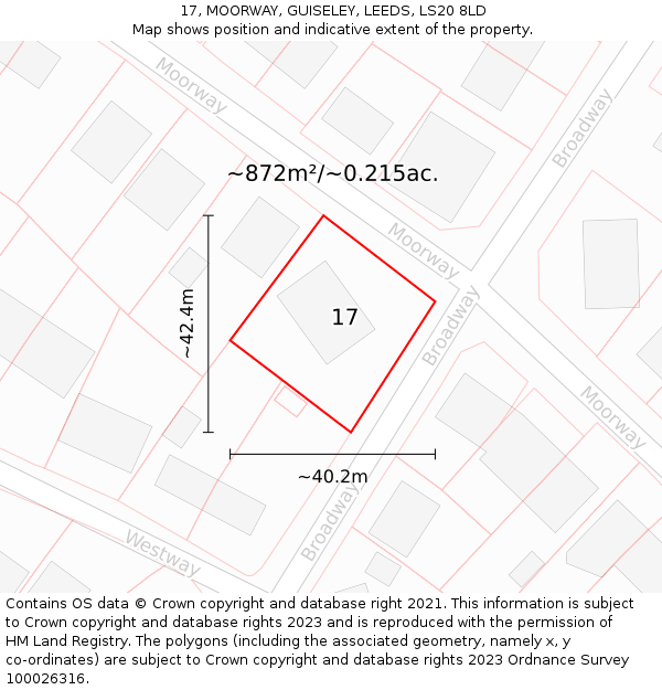 17, MOORWAY, GUISELEY, LEEDS, LS20 8LD: Plot and title map