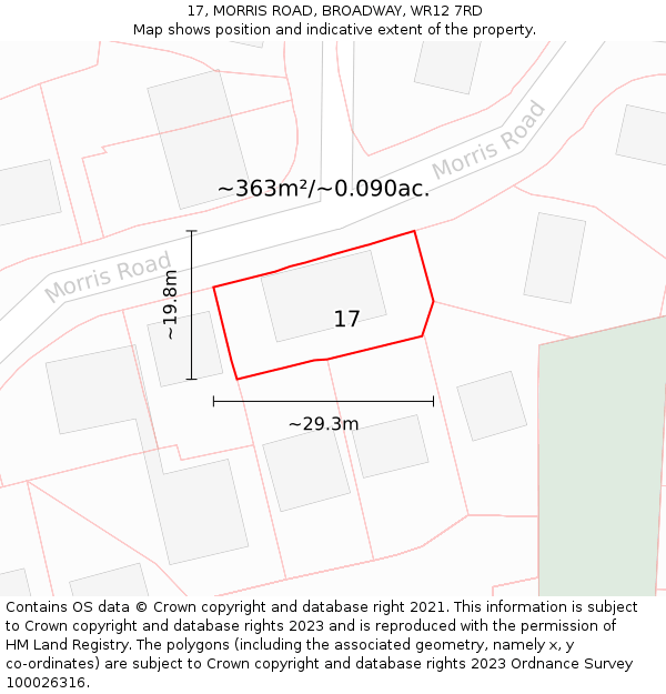 17, MORRIS ROAD, BROADWAY, WR12 7RD: Plot and title map