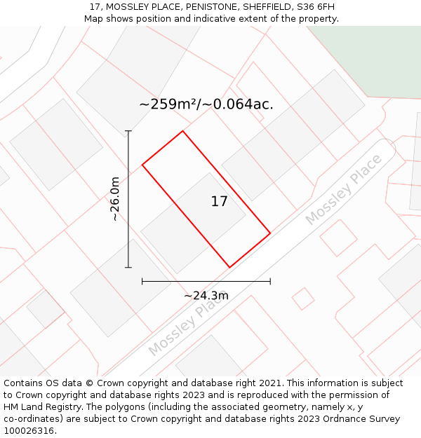 17, MOSSLEY PLACE, PENISTONE, SHEFFIELD, S36 6FH: Plot and title map