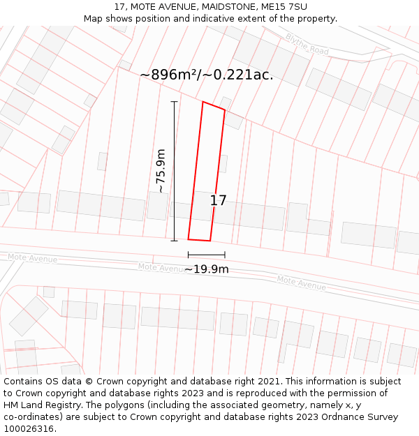 17, MOTE AVENUE, MAIDSTONE, ME15 7SU: Plot and title map