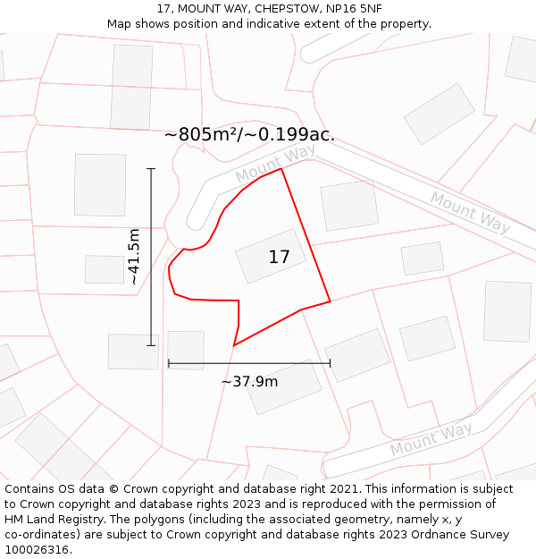 17, MOUNT WAY, CHEPSTOW, NP16 5NF: Plot and title map