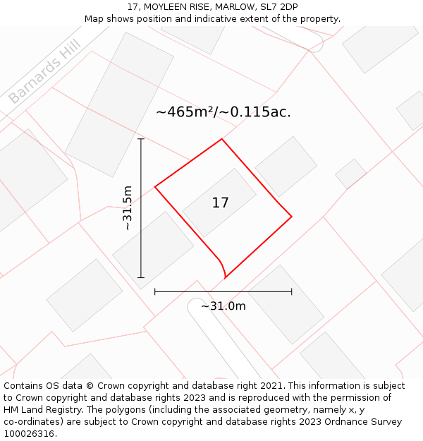 17, MOYLEEN RISE, MARLOW, SL7 2DP: Plot and title map