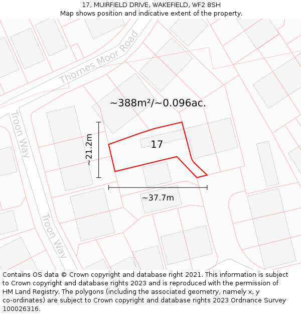 17, MUIRFIELD DRIVE, WAKEFIELD, WF2 8SH: Plot and title map