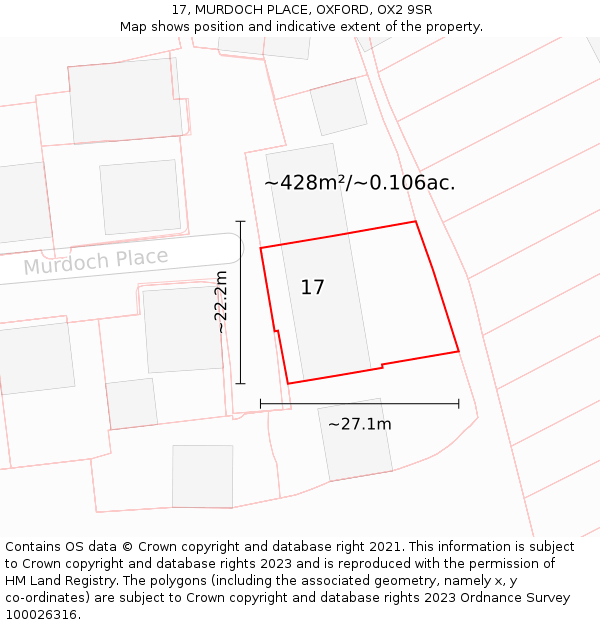 17, MURDOCH PLACE, OXFORD, OX2 9SR: Plot and title map