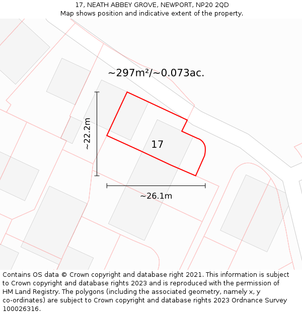 17, NEATH ABBEY GROVE, NEWPORT, NP20 2QD: Plot and title map