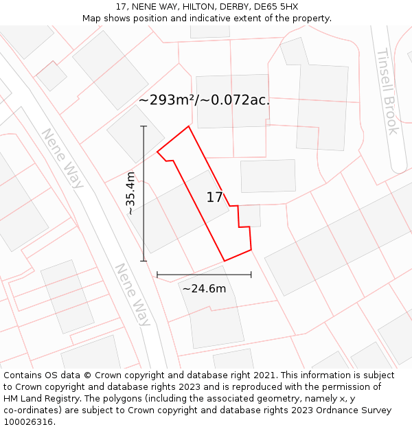 17, NENE WAY, HILTON, DERBY, DE65 5HX: Plot and title map