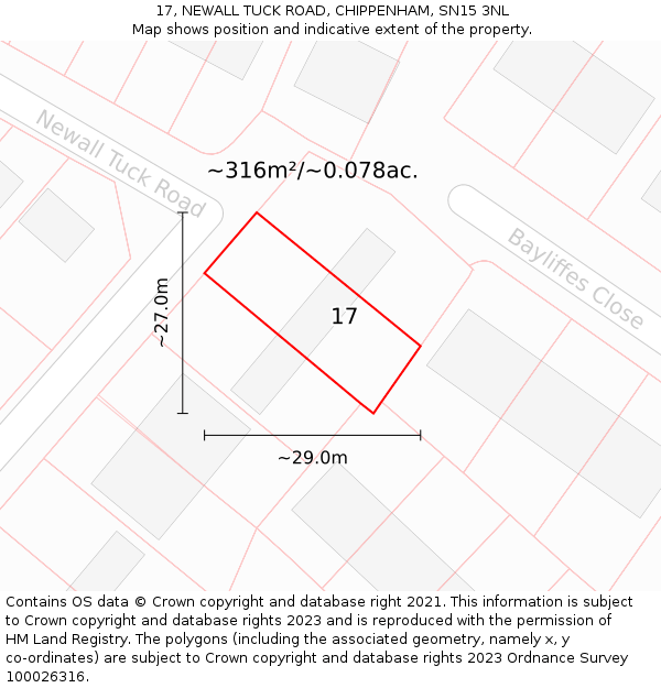17, NEWALL TUCK ROAD, CHIPPENHAM, SN15 3NL: Plot and title map
