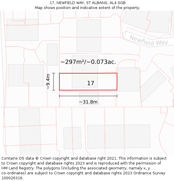 17, NEWFIELD WAY, ST ALBANS, AL4 0GB: Plot and title map