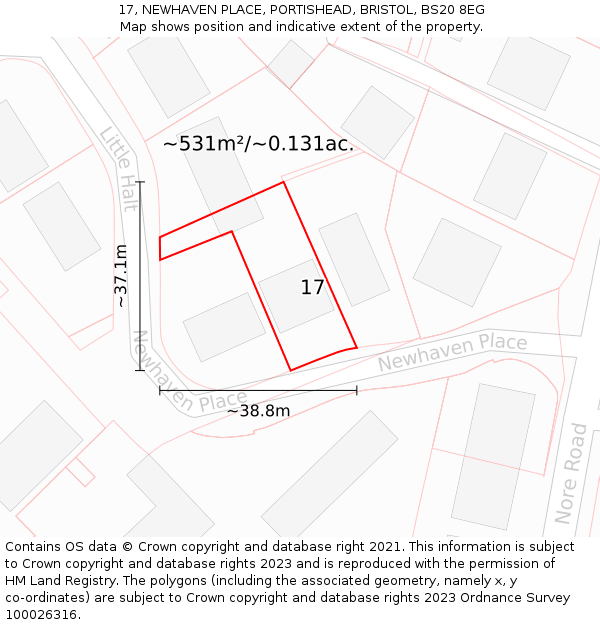 17, NEWHAVEN PLACE, PORTISHEAD, BRISTOL, BS20 8EG: Plot and title map