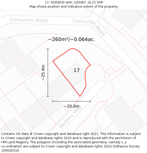 17, NODENS WAY, LYDNEY, GL15 5NP: Plot and title map