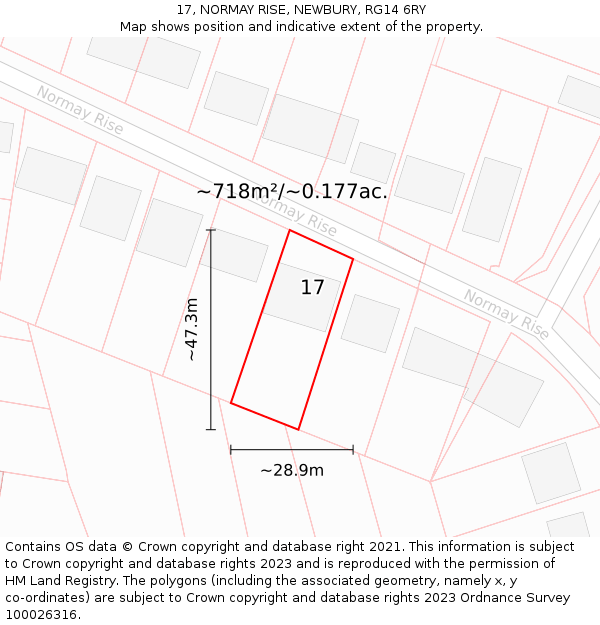 17, NORMAY RISE, NEWBURY, RG14 6RY: Plot and title map