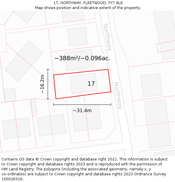 17, NORTHWAY, FLEETWOOD, FY7 8LE: Plot and title map