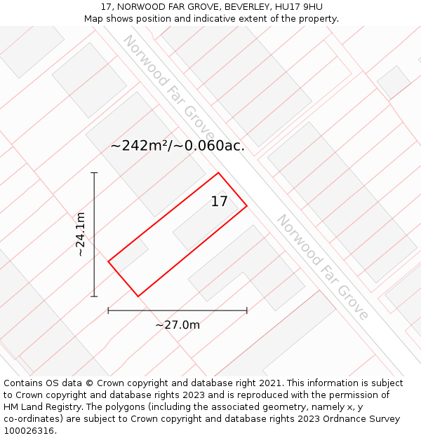 17, NORWOOD FAR GROVE, BEVERLEY, HU17 9HU: Plot and title map