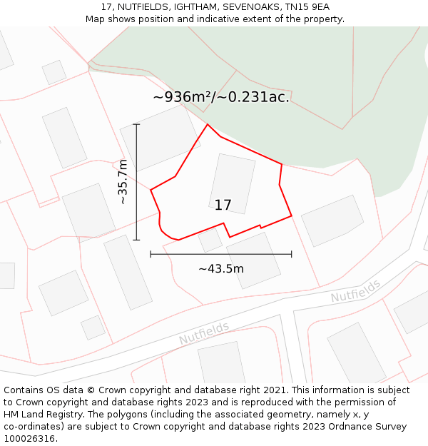 17, NUTFIELDS, IGHTHAM, SEVENOAKS, TN15 9EA: Plot and title map