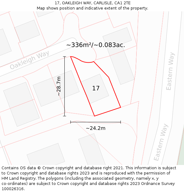 17, OAKLEIGH WAY, CARLISLE, CA1 2TE: Plot and title map