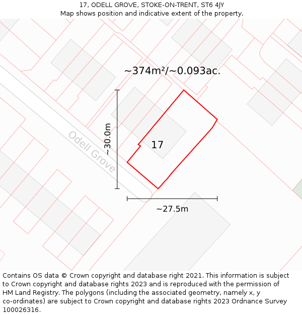 17, ODELL GROVE, STOKE-ON-TRENT, ST6 4JY: Plot and title map