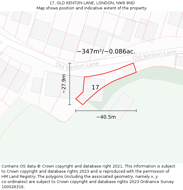 17, OLD KENTON LANE, LONDON, NW9 9ND: Plot and title map