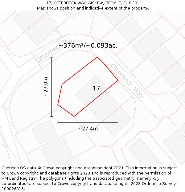 17, OTTERBECK WAY, AISKEW, BEDALE, DL8 1XL: Plot and title map