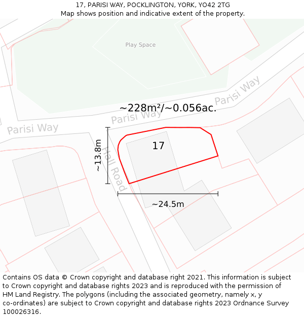 17, PARISI WAY, POCKLINGTON, YORK, YO42 2TG: Plot and title map