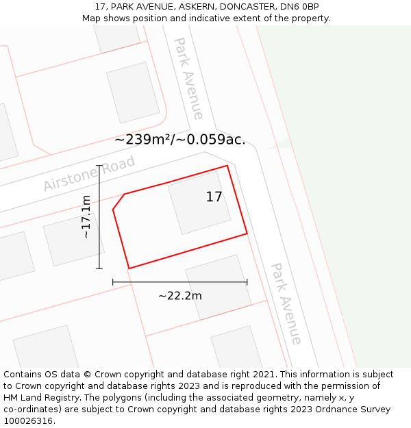 17, PARK AVENUE, ASKERN, DONCASTER, DN6 0BP: Plot and title map