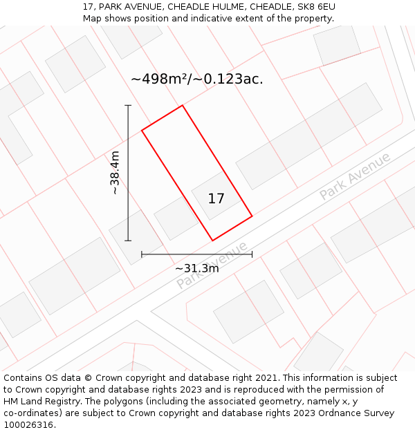 17, PARK AVENUE, CHEADLE HULME, CHEADLE, SK8 6EU: Plot and title map