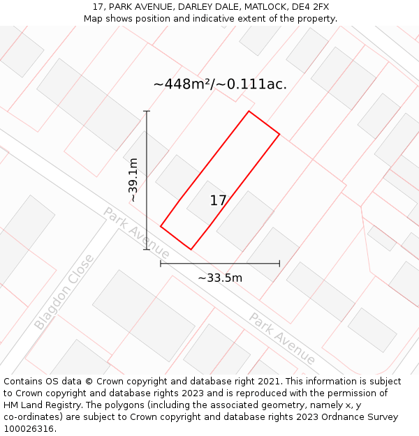 17, PARK AVENUE, DARLEY DALE, MATLOCK, DE4 2FX: Plot and title map