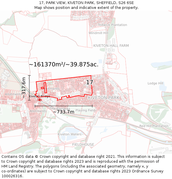 17, PARK VIEW, KIVETON PARK, SHEFFIELD, S26 6SE: Plot and title map