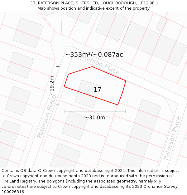 17, PATERSON PLACE, SHEPSHED, LOUGHBOROUGH, LE12 9RU: Plot and title map